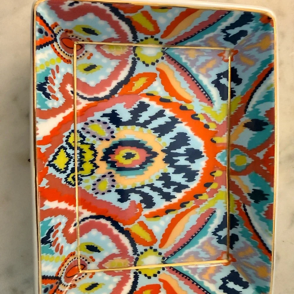 Stella & Dot Ceramic Colorful Rectangular Tray